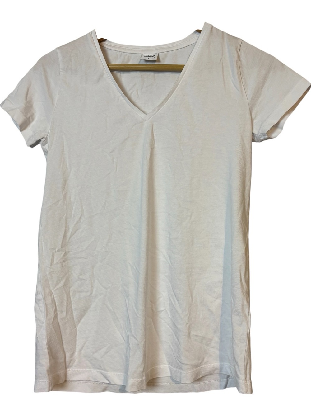 Castro white T shirt short sleeve V neck 100% cotton women’s size S.